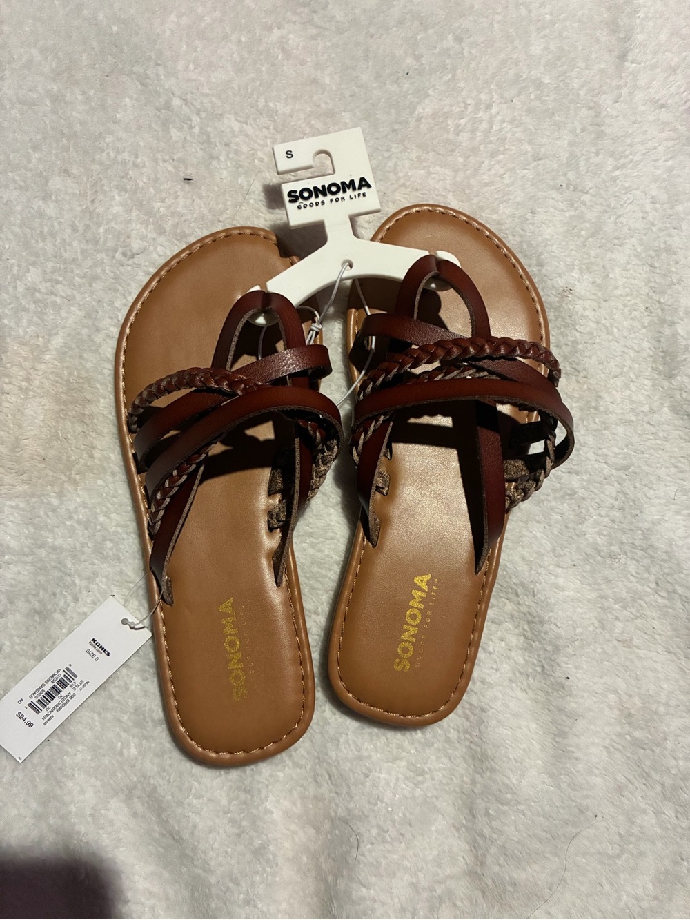 SONOMA Brown Braided Strappy Slide Sandals for Women